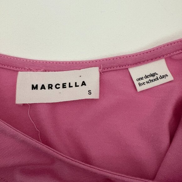 Marcella Seta Top Size S Pink Long Sleeve Asymmetric Cutout Crewneck Fitted - Picture 5 of 6